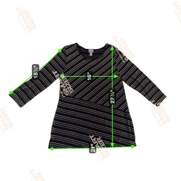 Travelers By Chicos Sz 1 Navy Gold Wrinkle Free Bling Vacation Work Capsule - Picture 6 of 6